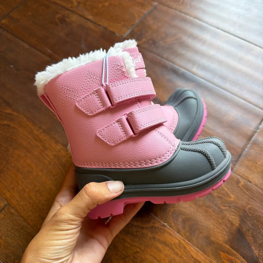 Cat & Jack Denver Pink Waterproof Snow Boots Faux Fur Trim Toddler Size 6 NEW